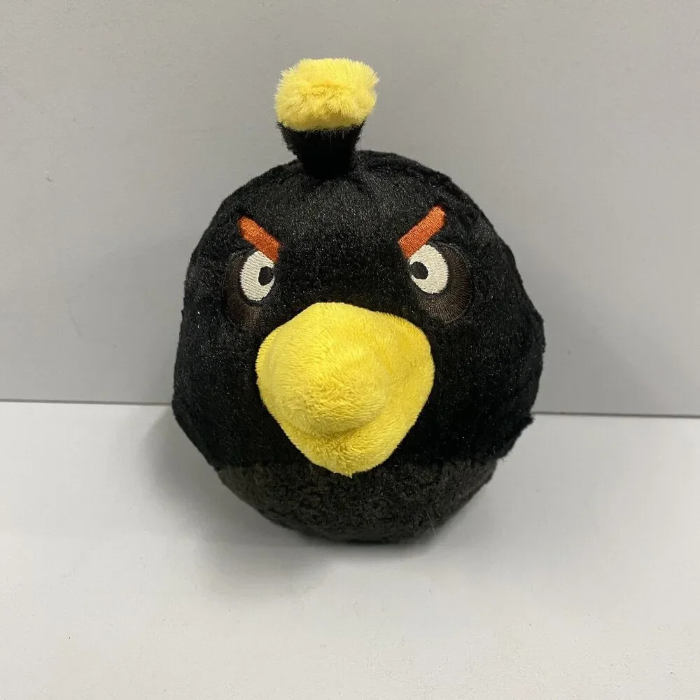 Commonwealth 2010 Angry Birds Black Bomb Bird 8" Plush NO Sound FREE Ship - Picture 2 of 8